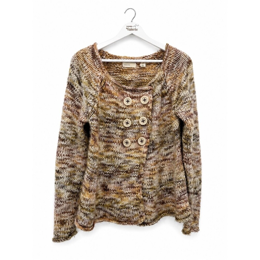 Sleeping On Snow Anthropologie Multicolor Wool Blend Cardigan Sweater Boho Large